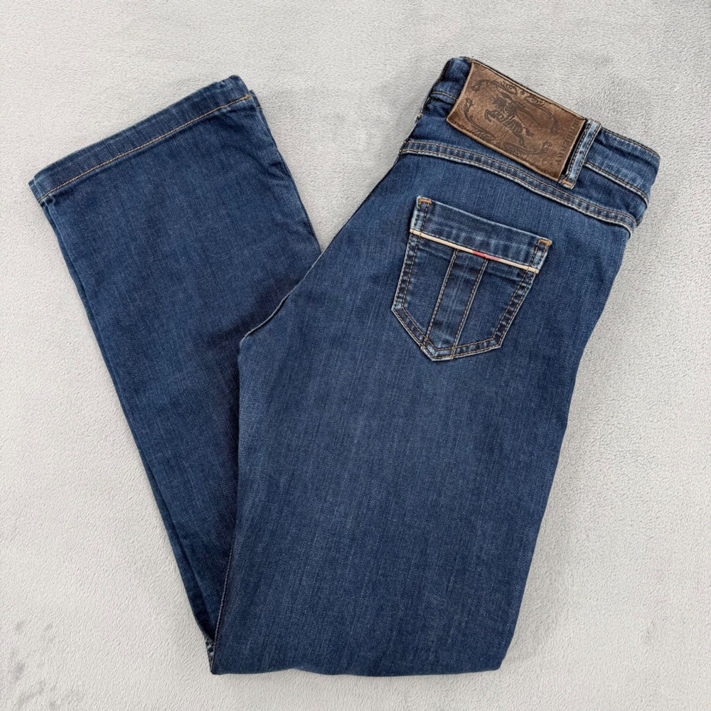 Burberry London Mens Jeans Size 30x28 Blue Stretch Denim Straight Leg Luxury